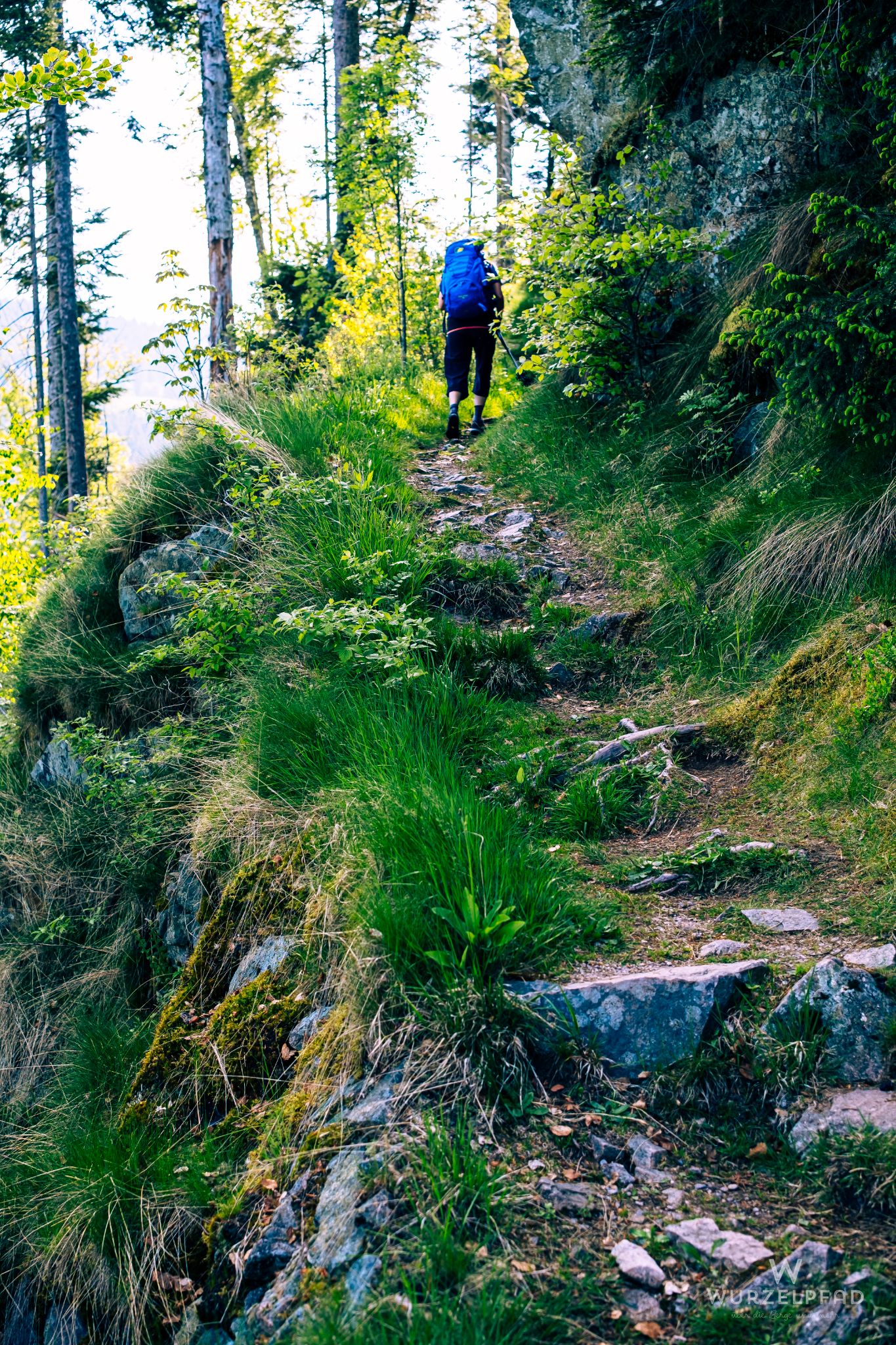 Felsiger Steig hoch zum Lehenkopf